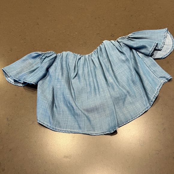 Guess Denim Off-The-Shoulder Corset Crop Top Sz: XS - Picture 9 of 16